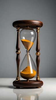 Antique Hourglass wooden yellow sand clock timer photo