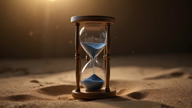 Ancient Hourglass wooden yellow sand clock timer photo