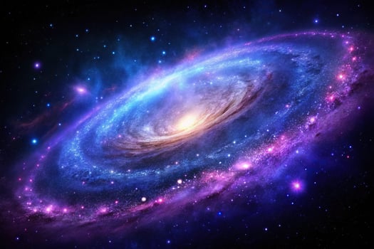 purple and blue galaxy with stars and a black background photo