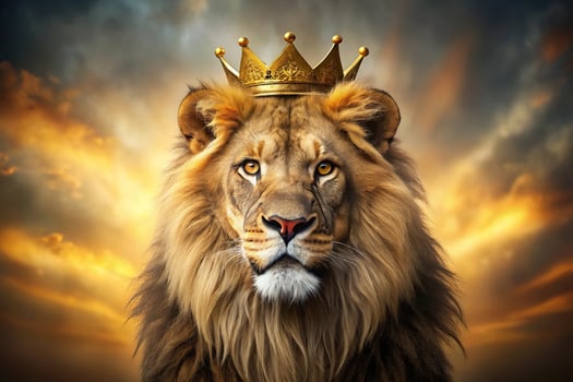 Regal lion reflection showing sovereignty and majesty photo
