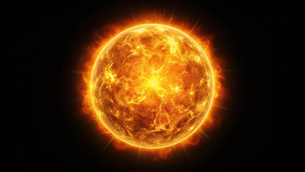 Realistic sun illustration on black background photo