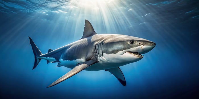 Photograph of a dangerous shark in the sea photo