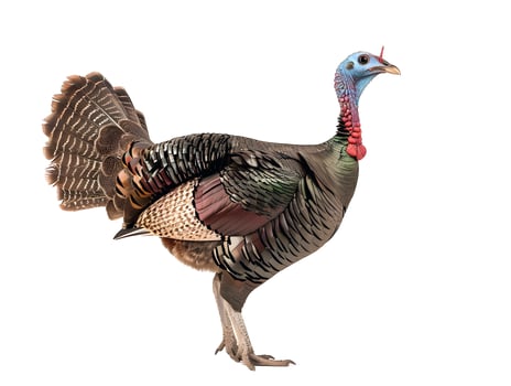 Wild turkey standing, isolated on white background photo