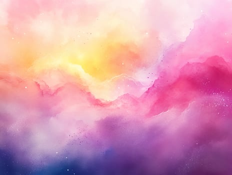 Colorful abstract watercolor background with vibrant swirls and soft textures in shades of pink, yellow, and purple. photo