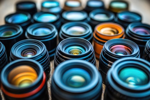 Many different types of camera lenses photo