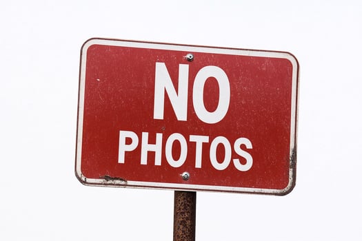 Prohibitory No Photos Sign Isolated