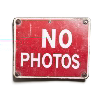 No photos. Prohibitory sign with inscription. White background photo
