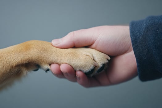 A person holding a dog's paw photo