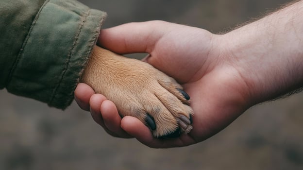 A person holding a dog's paw photo