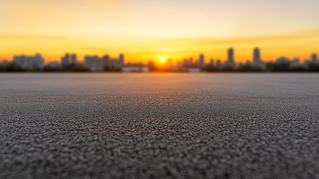 A cityscape with a sunset in the background photo