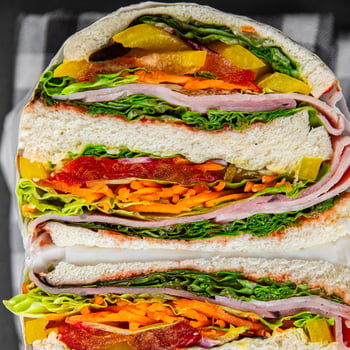 sandwich ham vegetable and meat spam fresh meal food snack on the table copy space food background photo