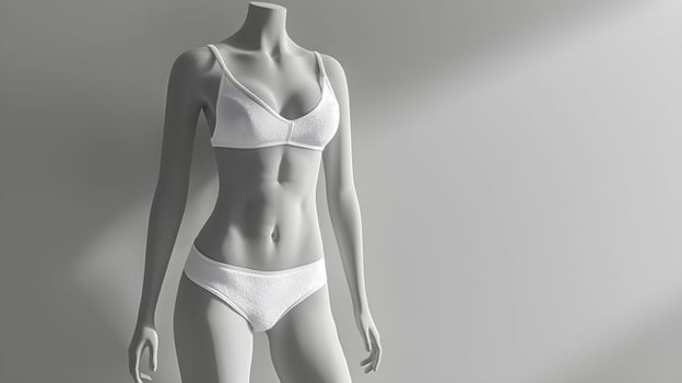 A mannequin in a white bra and panties photo