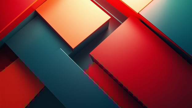 Abstract geometric shapes in vibrant red and blue tones creating an eye-catching textural composition photo