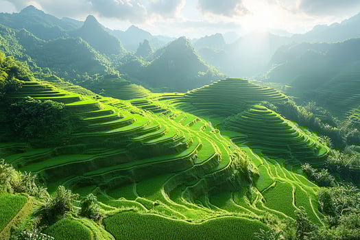 Banaue Rice Terraces Philippines top view realistic photo
