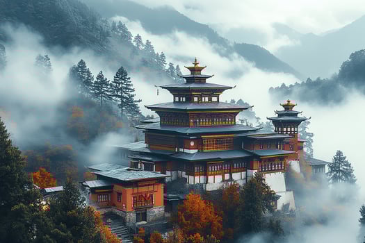 Bhutan top view realistic photo