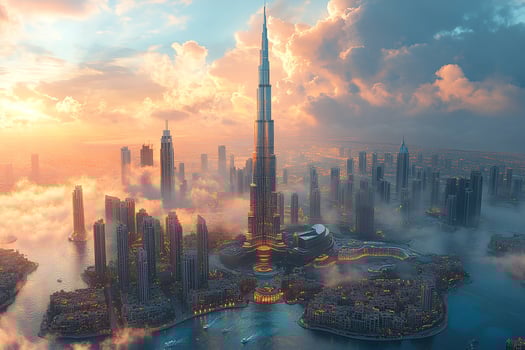 Burj Khalifa Dubai UAE top view realistic photo