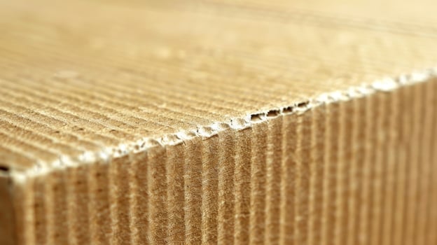 A closeup of a corrugated cardboard box reveals the clean and simple design emphasizing its minimalistic and ecoconscious nature photo