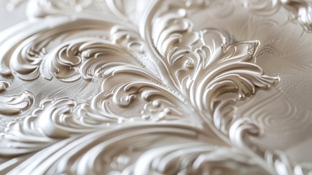 An image of a set of embossed stationery featuring a unique and ornate design in a metallic silver tone. The design is raised and adds a shiny eyecatching element to the otherwise neutra photo