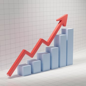 Red zigzag line rises on grid, indicating upward trend For Social Media Post Size photo