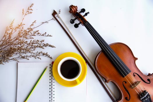 coffee cup and violin. photo