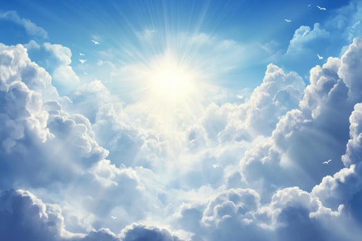 Heavenly Light A Breathtaking View of Clouds and Sunbeams photo