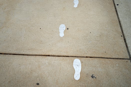 White footprints on concrete floor photo