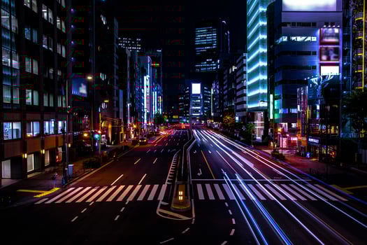A night urban city street in Aoyama wide shot photo
