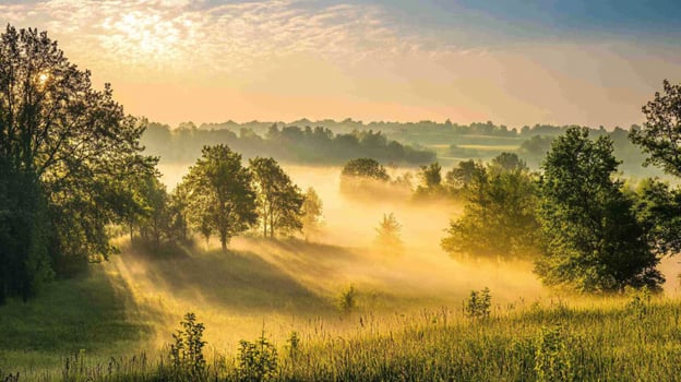 Beautiful nature landscape with mountains with fog and mist photo