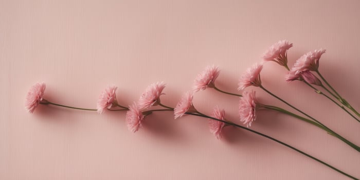 Pink Flowers Border on a Pink Background. photo