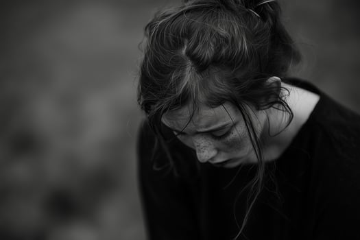 Emotional stress in black and white photo