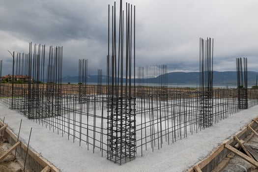 Floor slab. Building under construction. Building foundation construction. photo