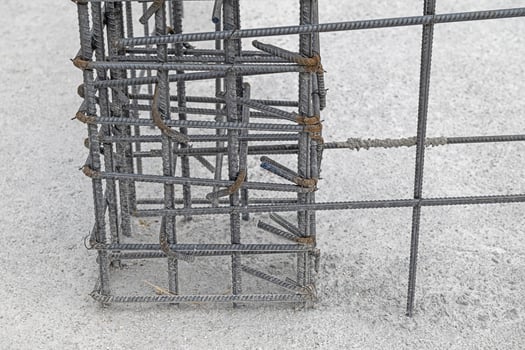 Construction steel rebar at building site. photo