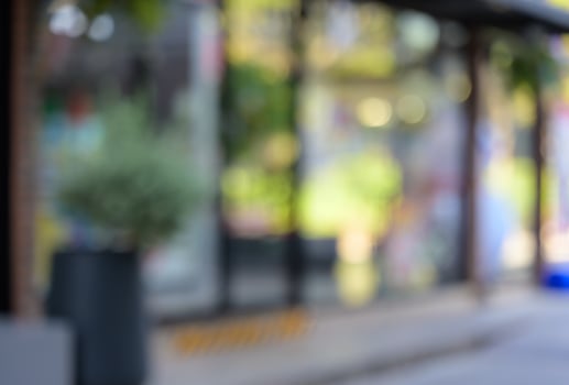 blurred background of modern shopping mall with bokeh photo