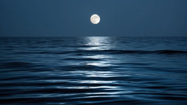 A full moon is seen over the ocean photo