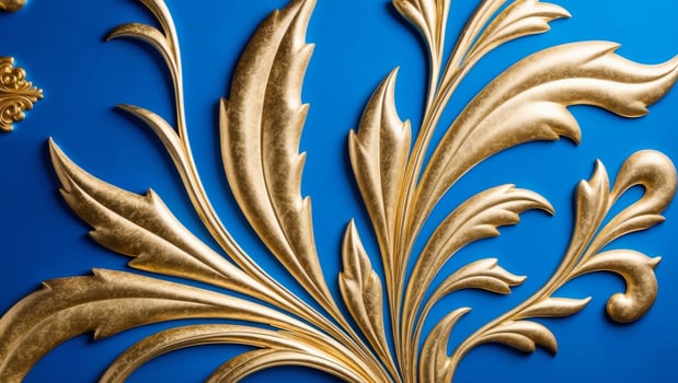 Gold leaf on blue background photo