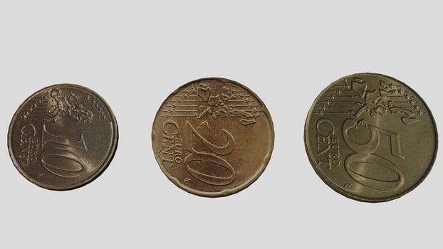 euro coins with white background photo