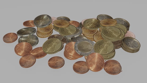 euro coins with white background photo