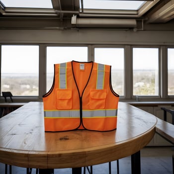 Orange Reflective Stripes Safety Vest Construction Work gear photo