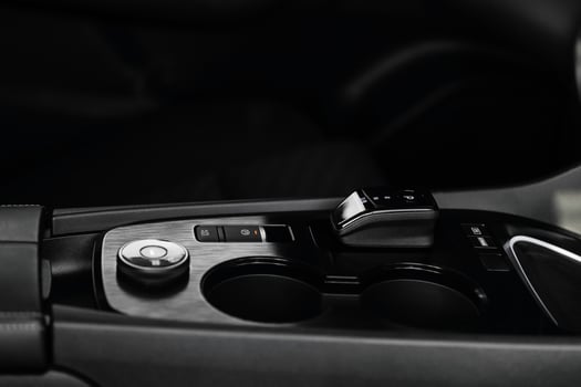 Stylish driving mode control panel in car with intuitive icons for various driving conditions. Elegant design, high quality, and ease of use emphasize the premium feel of interior. Leasing, purchase photo