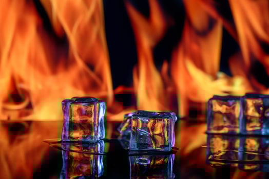 Fire in block of ice photo