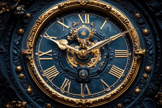 A Close-Up of an Ornate Clock Face with Gold Accents photo