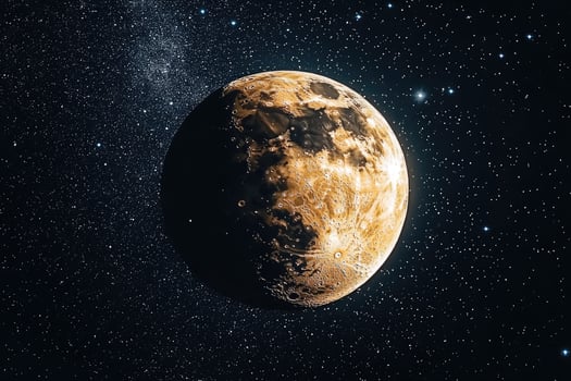 A Close-Up View of the Moon Against a Starry Night Sky photo