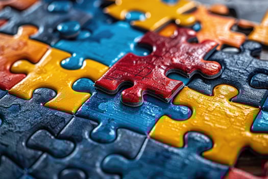 A Close-Up View of Interlocking Puzzle Pieces photo