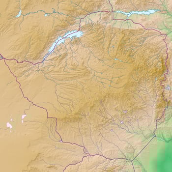 Blank physical topographic map of Zimbabwe photo