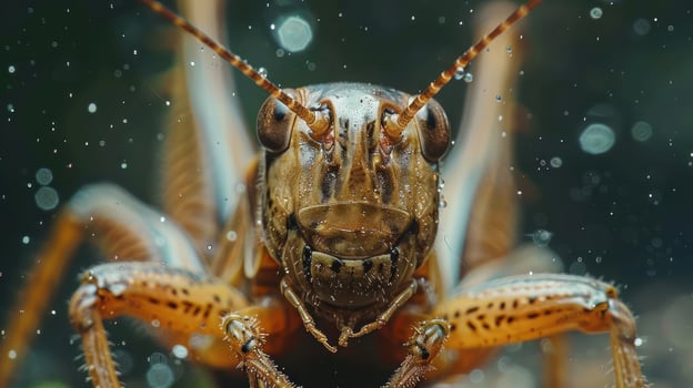 a close up of a bug on a wet surface photo