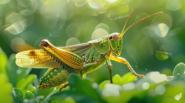 a close up of a grasshopper on a plant photo
