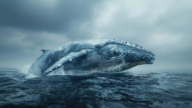 a humpback whale jumping out of the water photo