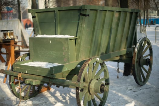 Old cart. Military cart of the early 20th century. Wooden transport. photo