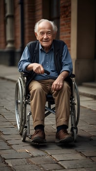 Old Age Elderly Handicapped Aging senior men in a wheelchair photo