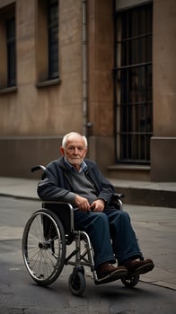 Old Elderly Care disabilty Aging senior men in a wheelchair photo